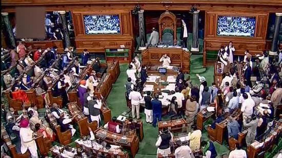 Twelve members of the Rajya Sabha were suspended for the remainder of the winter session of Parliament on Monday. (PTI)