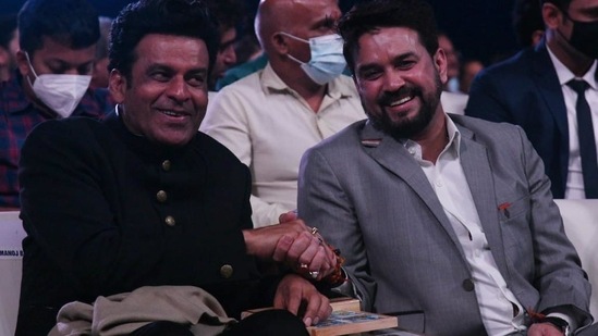 Manoj Bajpayee with Anurag Thakur.