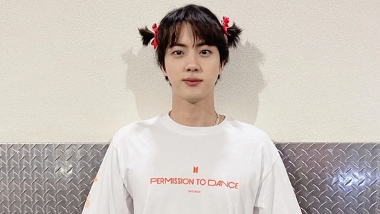 BTS' Jin sported pigtails and shared a picture on Weverse.