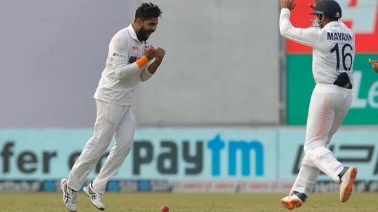 Ravindra Jadeja celebrates the wicket of Kane Williamson. (BCCI) Ravindra Jadeja celebrates the wicket of Kane Williamson. (BCCI)