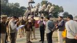 Officials inspecting the Brahma Sarovar, where Gita Mahotsav rituals is to be carried out in Kurukshetra, on Tuesday. (HT Photo) Officials inspecting the Brahma Sarovar, where Gita Mahotsav rituals is to be carried out in Kurukshetra, on Tuesday. (HT Photo)