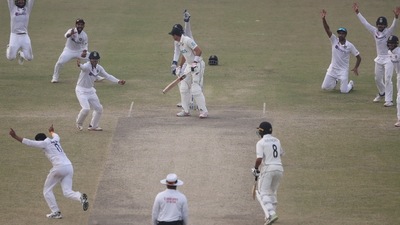 India's Ravindra Jadeja celebrates the dismissal of New Zealand's Tim Southee (ANI ) India's Ravindra Jadeja celebrates the dismissal of New Zealand's Tim Southee (ANI )