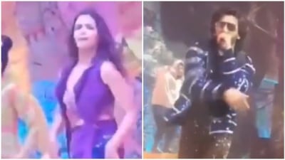 Alia Bhatt and Ranveer Singh at a Delhi wedding. Alia Bhatt and Ranveer Singh at a Delhi wedding.