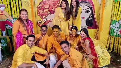 Neil Bhatt and Aishwarya Sharma during their haldi ceremony.