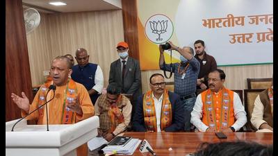 UP chief minister Yogi Adityanath addressing a UP BJP meeting in Lucknow on Tuesday (Sourced) UP chief minister Yogi Adityanath addressing a UP BJP meeting in Lucknow on Tuesday (Sourced)
