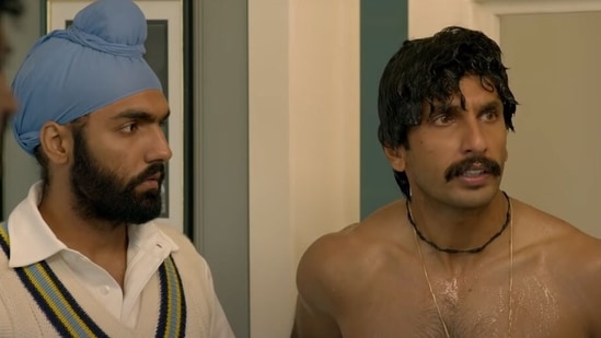 Ranveer Singh (right) in a still from 83.