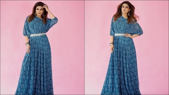 Striking sultry poses for the camera, the actor set the Internet on fire. Raveena Tandon was styled by celebrity stylist and consultant Surina Kakkar.(Instagram/officialraveenatandon)