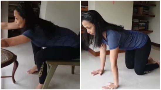 Stretches to release the back and spine – Rujuta Diwekar demonstrates(Instagram/@rujuta.diwekar)