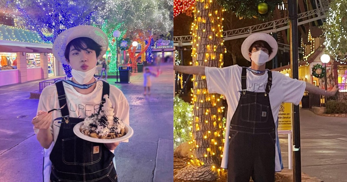 BTS singer Jin visited an amusement park in LA. BTS singer Jin visited an amusement park in LA. 