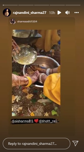 A clip also showed women washing her feet on Aishwarya in a large bowl.