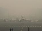 An earlier image of Rajpath covered in smog as Delhi’s AQI remained ‘very poor’ on Wednesday. An earlier image of Rajpath covered in smog as Delhi’s AQI remained ‘very poor’ on Wednesday.