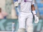 India's Shreyas Iyer celebrates his half-century on Day-4 of the 1st Test match between India and New Zealand, at Green Park International Stadium, in Kanpur on Sunday.(ANI ) India's Shreyas Iyer celebrates his half-century on Day-4 of the 1st Test match between India and New Zealand, at Green Park International Stadium, in Kanpur on Sunday.(ANI )