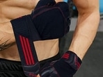 Sports leather gloves are ideal for gymming. Sports leather gloves are ideal for gymming.