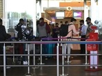 Passengers at the Chhatrapati Shivaji Maharaj International Airport in Mumbai on Wednesday, on the first day of Centre's travel guidelines.(ANI Photo) Passengers at the Chhatrapati Shivaji Maharaj International Airport in Mumbai on Wednesday, on the first day of Centre's travel guidelines.(ANI Photo)
