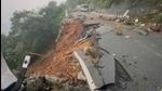 Landslides at several places also damaged the road connecting Tirupati town to Tirumala Hills. (HT PHOTO.) Landslides at several places also damaged the road connecting Tirupati town to Tirumala Hills. (HT PHOTO.)