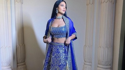 It was layered with a matching dupatta and the ensemble is credited to Indian designer duo Abu Jani and Sandeep Khosla's eponymous label that boasts of infusing Indian craftsmanship and textile heritage with European tailored silhouette. (Instagram/egupta) It was layered with a matching dupatta and the ensemble is credited to Indian designer duo Abu Jani and Sandeep Khosla's eponymous label that boasts of infusing Indian craftsmanship and textile heritage with European tailored silhouette. (Instagram/egupta)