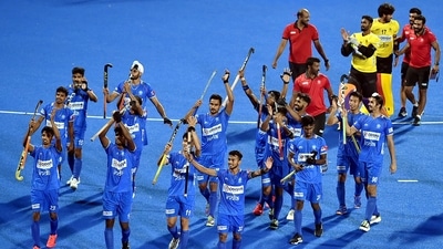 Bhubaneswar: Indian players react after beating Belgium in their quarterfinal match at the FIH Odisha Hockey Men's Junior World cup 2021, at Kalinga Stadium in Bhubaneswar, Odisha. (PTI)