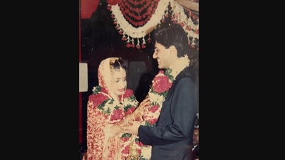 A throwback image posted by Piyush Goyal on Twitter to celebrate his wedding anniversary. (Twitter/@PiyushGoyal)