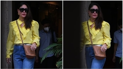 Kareena teamed the top with straight-fit relaxed denim jeans, cinched at the waist with a white leather belt. She also carried a brown leather over-the-body bag with her ensemble. Other accessories included floral printed shoes and tinted large-frame sunglasses. (HT Photo/Varinder Chawla) Kareena teamed the top with straight-fit relaxed denim jeans, cinched at the waist with a white leather belt. She also carried a brown leather over-the-body bag with her ensemble. Other accessories included floral printed shoes and tinted large-frame sunglasses. (HT Photo/Varinder Chawla)
