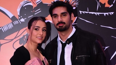 Ahan Shetty was joined by his girlfriend Tania Shroff at the screening of his upcoming movie Tadap. (Varinder Chawla) Ahan Shetty was joined by his girlfriend Tania Shroff at the screening of his upcoming movie Tadap. (Varinder Chawla)
