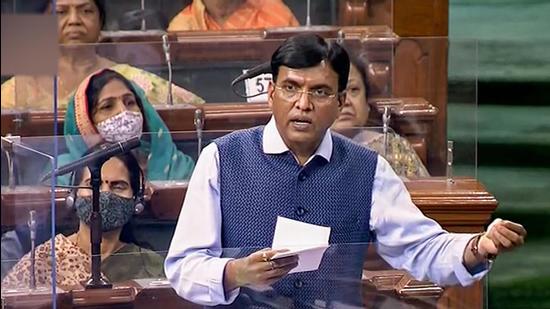 Union health minister Mansukh Mandaviya speaks on the Assisted Reproductive Technology (Regulation) Bill, 2020, in Lok Sabha during ongoing winter session of Parliament on Wednesday. (PTI)