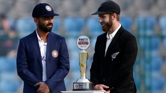 Kanpur, Nov 25 (ANI): Indian skipper Ajinkya Rahane with New Zealand's skipper Kane Williamson at toss during the Day-1 of the 1st Test match between India and New Zealand, at Green Park International Stadium, in Kanpur on Thursday. (ANI Photo)(ANI ) Kanpur, Nov 25 (ANI): Indian skipper Ajinkya Rahane with New Zealand's skipper Kane Williamson at toss during the Day-1 of the 1st Test match between India and New Zealand, at Green Park International Stadium, in Kanpur on Thursday. (ANI Photo)(ANI )