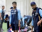 Head Coach of Team India Rahul Dravid, Indian Skipper Virat Kohli and India's Shubman Gill during a practice session ahead of the 2nd test match between India and New Zealand at Wankhede stadium, in Mumbai on Thursday.(ANI) Head Coach of Team India Rahul Dravid, Indian Skipper Virat Kohli and India's Shubman Gill during a practice session ahead of the 2nd test match between India and New Zealand at Wankhede stadium, in Mumbai on Thursday.(ANI)