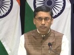 MEA spokesperson Arindam Bagchi addressing the media.