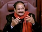 Rajya Sabha Chairman M Venkaiah Naidu conducts proceedings in the House during the Winter Session of Parliament, in New Delhi.(PTI)