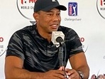 Tiger Woods holds his first press conference since his Feb. 23 car crash in Los Angeles at the Hero World Challenge golf tournament in Nassau, Bahamas, Tuesday, Nov. 30, 2021. Tiger Woods holds his first press conference since his Feb. 23 car crash in Los Angeles at the Hero World Challenge golf tournament in Nassau, Bahamas, Tuesday, Nov. 30, 2021.