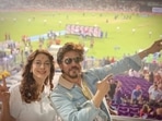 Juhi Chawla and Shah Rukh Khan co-own the Kolkata Knight Riders team. Juhi Chawla and Shah Rukh Khan co-own the Kolkata Knight Riders team.
