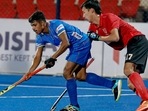 Sudeep Chirmako in action during the FIH Junior Hockey World Cup.(Hindustan Times)