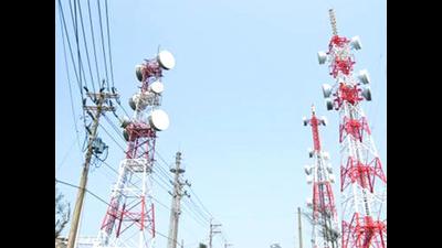 A mobile tower situated atop a shop in the residential area of Nayagaon, Mohali, caught fire on Thursday evening. (HT File Photo/ Representational image)