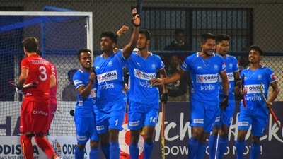 Indian Players celebrate after scoring goal against Belgium during the FIH Men's Junior Hockey World Cup 2021 quarter final match between India and Belgium, at Kalinga Stadium in Bhubaneswar on Wednesday. (ANI) Indian Players celebrate after scoring goal against Belgium during the FIH Men's Junior Hockey World Cup 2021 quarter final match between India and Belgium, at Kalinga Stadium in Bhubaneswar on Wednesday. (ANI)