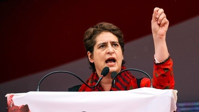 Congress general secretary Priyanka Gandhi Vadra addressing during 'Pratigya Rally' ahead of the Uttar Pradesh elections, in Moradabad ( ANI Photo) Congress general secretary Priyanka Gandhi Vadra addressing during 'Pratigya Rally' ahead of the Uttar Pradesh elections, in Moradabad ( ANI Photo)