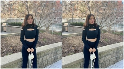 Neha played muse to the fashion designer house Camila Coelho Collection and decked up in an all-black attire. (Instagram/@nehasharmaofficial)