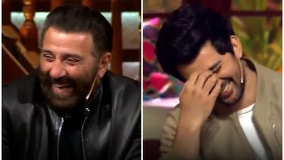 Sunny Deol and Karan Deol on The Kapil Sharma Show. Sunny Deol and Karan Deol on The Kapil Sharma Show.