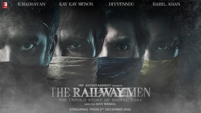 R Madhavan, Kay Kay Menon, Divyendu, Babil Khan on the poster for The Railway Men. R Madhavan, Kay Kay Menon, Divyendu, Babil Khan on the poster for The Railway Men.