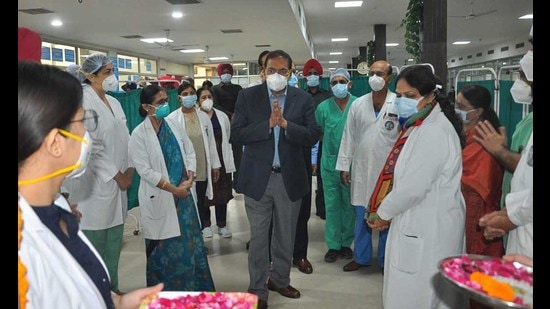The pre-anaesthesia clinic being inaugurated at the OPD block of DMCH in Ludhiana on Thursday. (HT Photo)