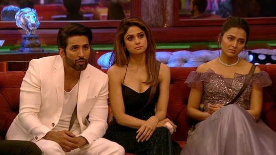 Vishal Kotian, Shamita Shetty and Tejasswi Prakash inside Bigg Boss 15 house.