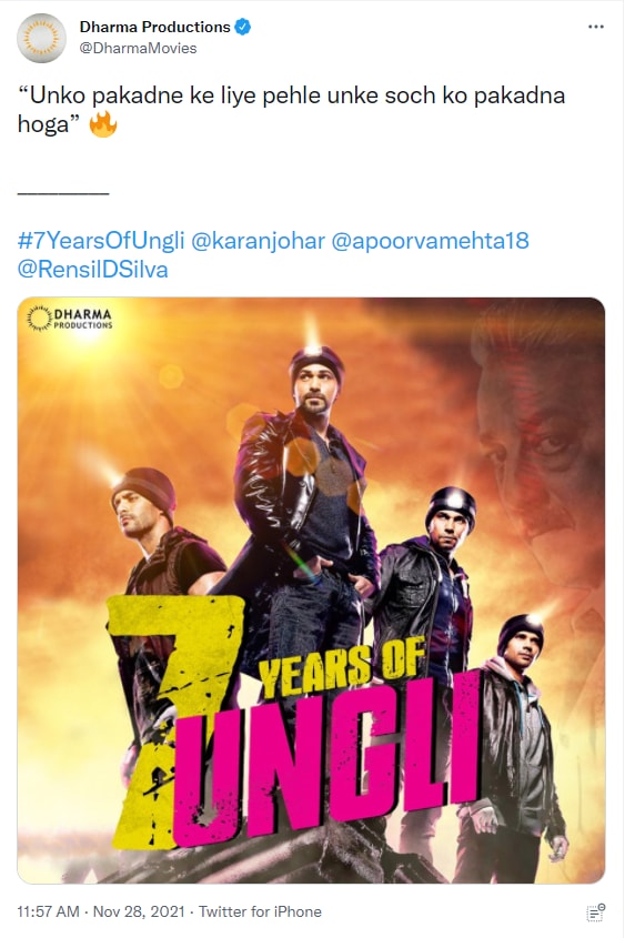 A screengrab of Dharma Productions’ tweet.