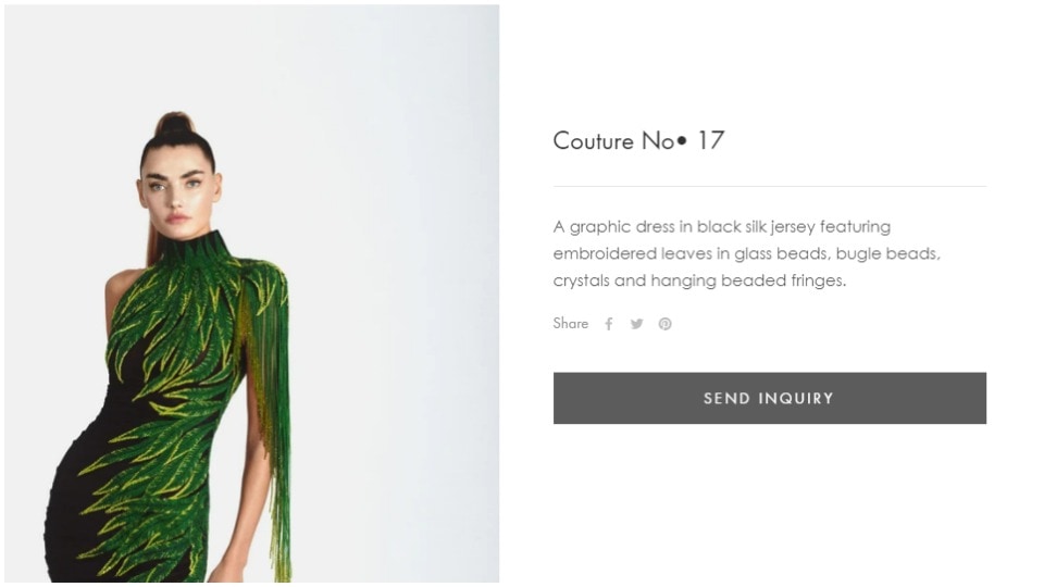 The dress is labelled as Couture number 17 in the designer's official website. (https://jeanlouissabaji.com/)