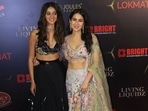  Actor Sara Ali Khan holds actor Ananya Panday as they pose for a picture together at Lokmat Most Stylish Awards 2021. (Varinder Chawla)