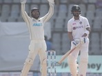 New Zealand players appeal for the dismissal of India's captain Virat Kohli, right, during the day one of second test cricket match against India in Mumbai, India, Friday, Dec. 3, 2021. New Zealand players appeal for the dismissal of India's captain Virat Kohli, right, during the day one of second test cricket match against India in Mumbai, India, Friday, Dec. 3, 2021.