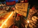Children born with congenital disabilities, believed to have been caused by the exposure of their parents to gas leakage in the 1984 Bhopal gas tragedy, along with supporters take part in a candlelight vigil to pay homage to those killed in the disaster, in Bhopal.(PTI) Children born with congenital disabilities, believed to have been caused by the exposure of their parents to gas leakage in the 1984 Bhopal gas tragedy, along with supporters take part in a candlelight vigil to pay homage to those killed in the disaster, in Bhopal.(PTI)