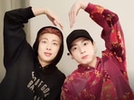 BTS members RM and Jungkook host a Vlive. BTS members RM and Jungkook host a Vlive.