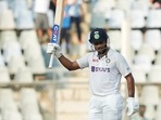 Mayank Agarwal celebrates his century. (BCCI) Mayank Agarwal celebrates his century. (BCCI)