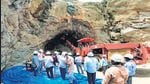 Officials at the excavation of pressure tunnels for Polavaram Power Station at Polavaram, in West Godavari. (ANI) Officials at the excavation of pressure tunnels for Polavaram Power Station at Polavaram, in West Godavari. (ANI)