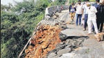 TTD Board Chairman YV Subba Reddy with officials inspects the road damaged due to landslides on Tirumala Hills on December 1. (PTI) TTD Board Chairman YV Subba Reddy with officials inspects the road damaged due to landslides on Tirumala Hills on December 1. (PTI)