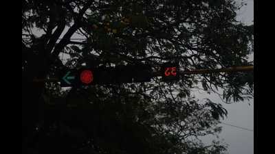 A traffic signal countdown timer in Marathi in Navi Mumbai. (HT PHOTO) A traffic signal countdown timer in Marathi in Navi Mumbai. (HT PHOTO)